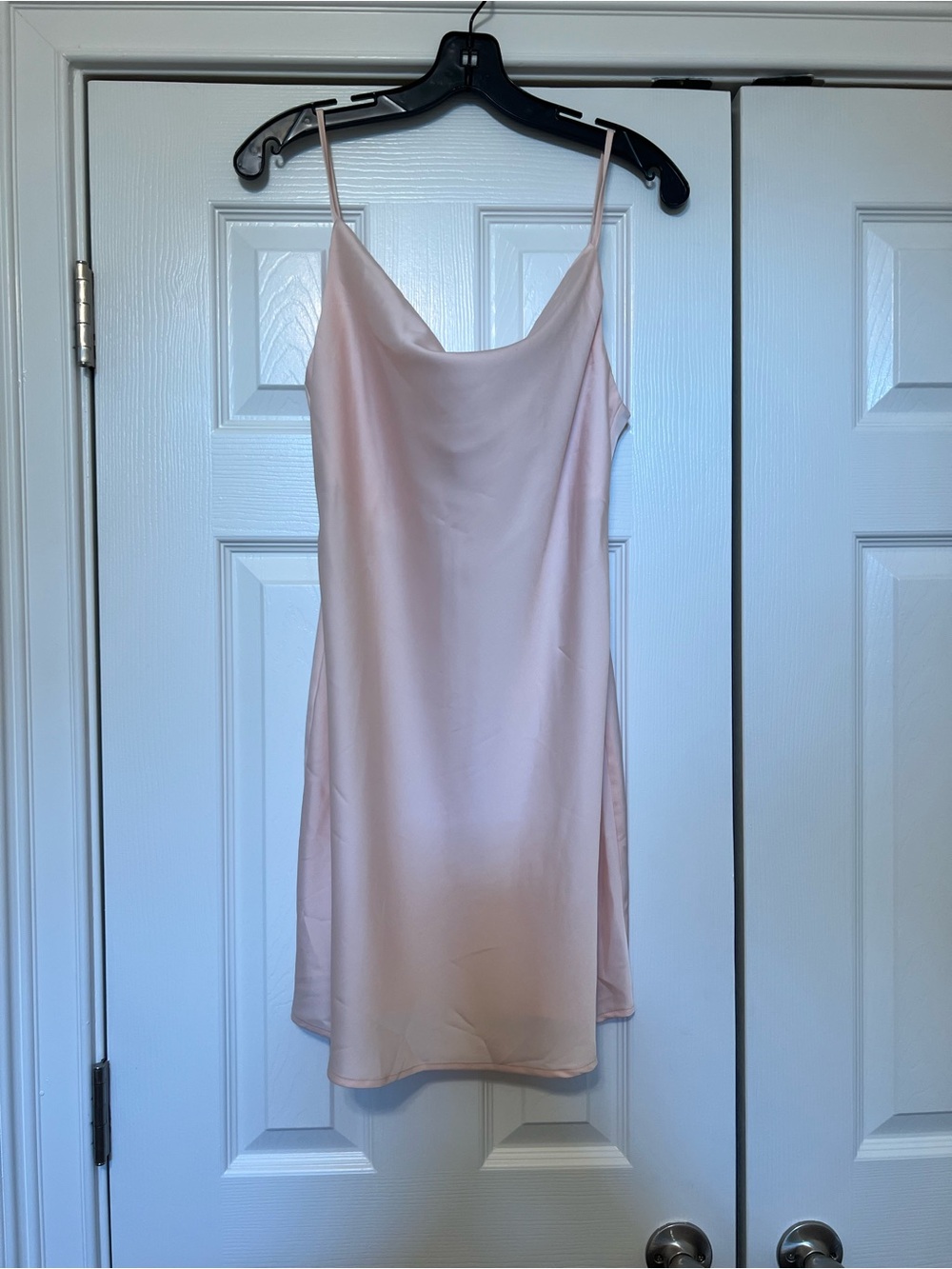 Urban Outfitters Blush Peach Satin Slip Mini Dress size M, feminine style